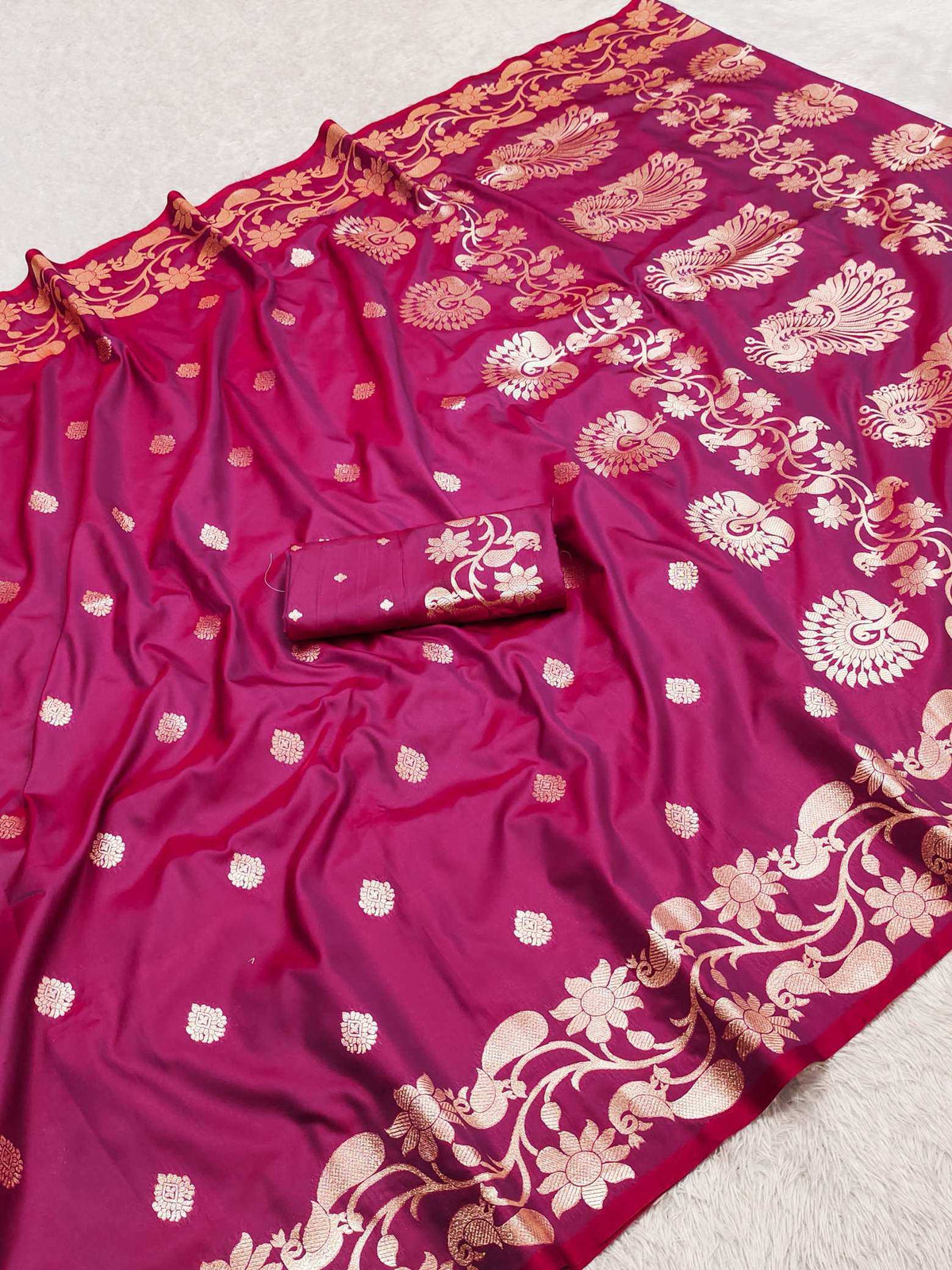 Banarasi Soft Silk Saree in Dark Green