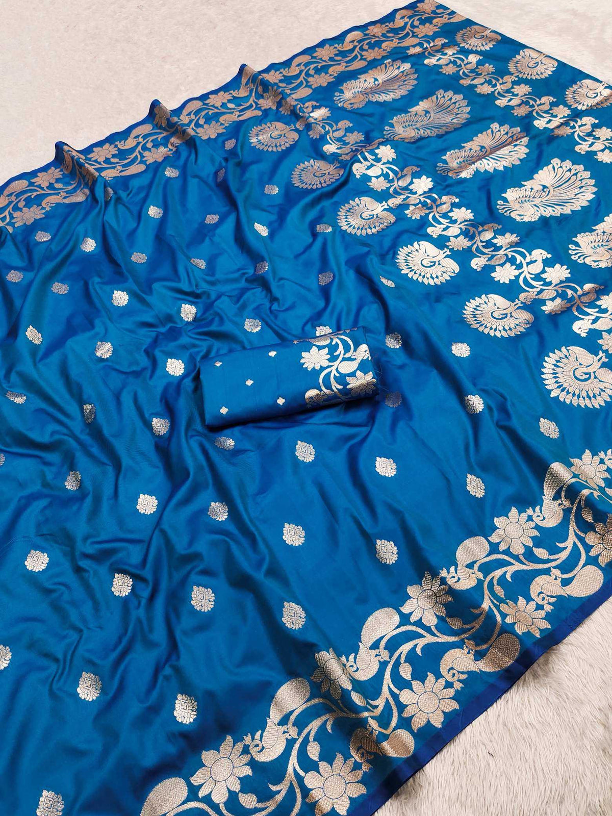 Banarasi Soft Silk Saree in Dark Green