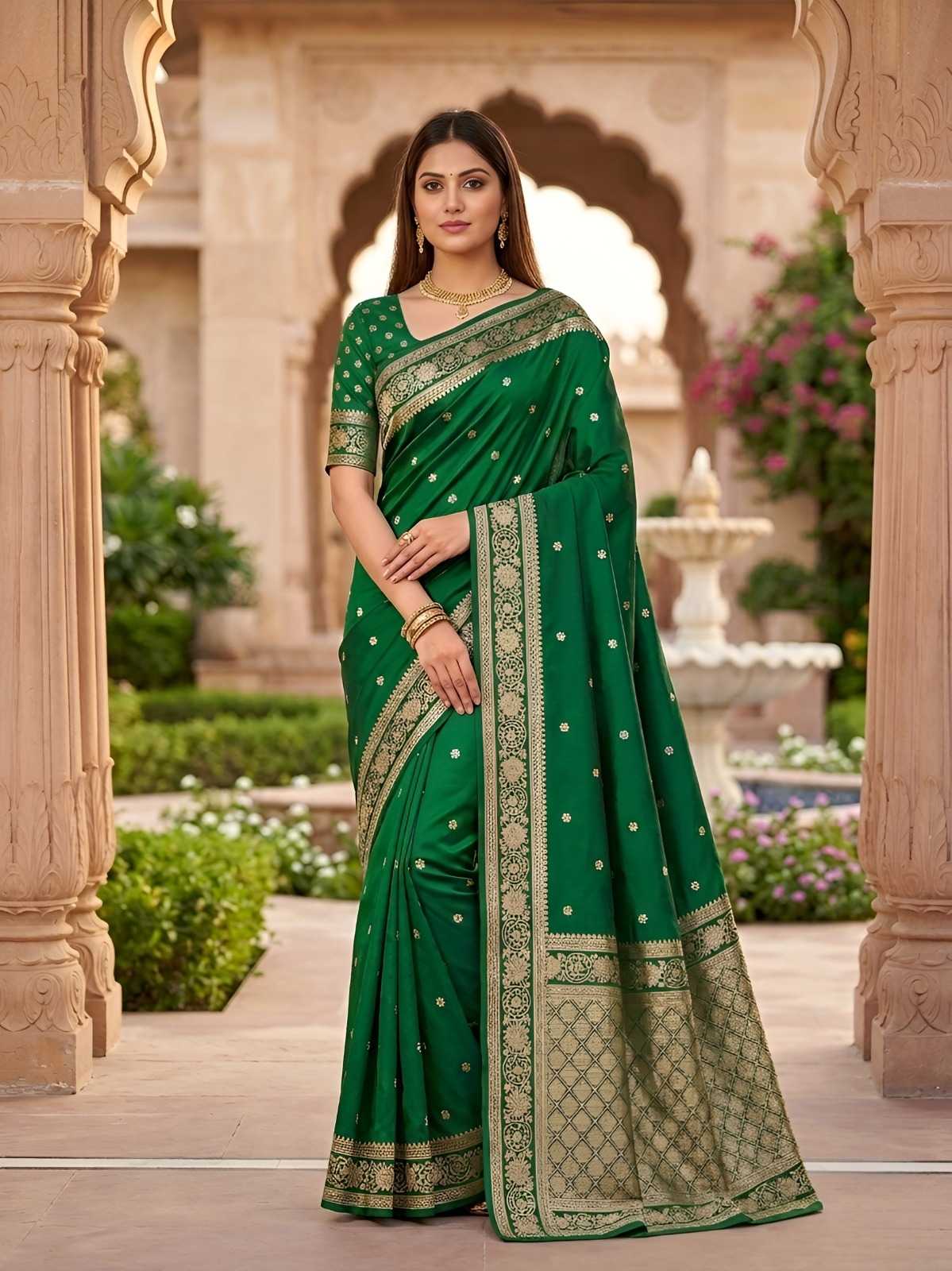 Banarasi Soft Silk Saree in Green