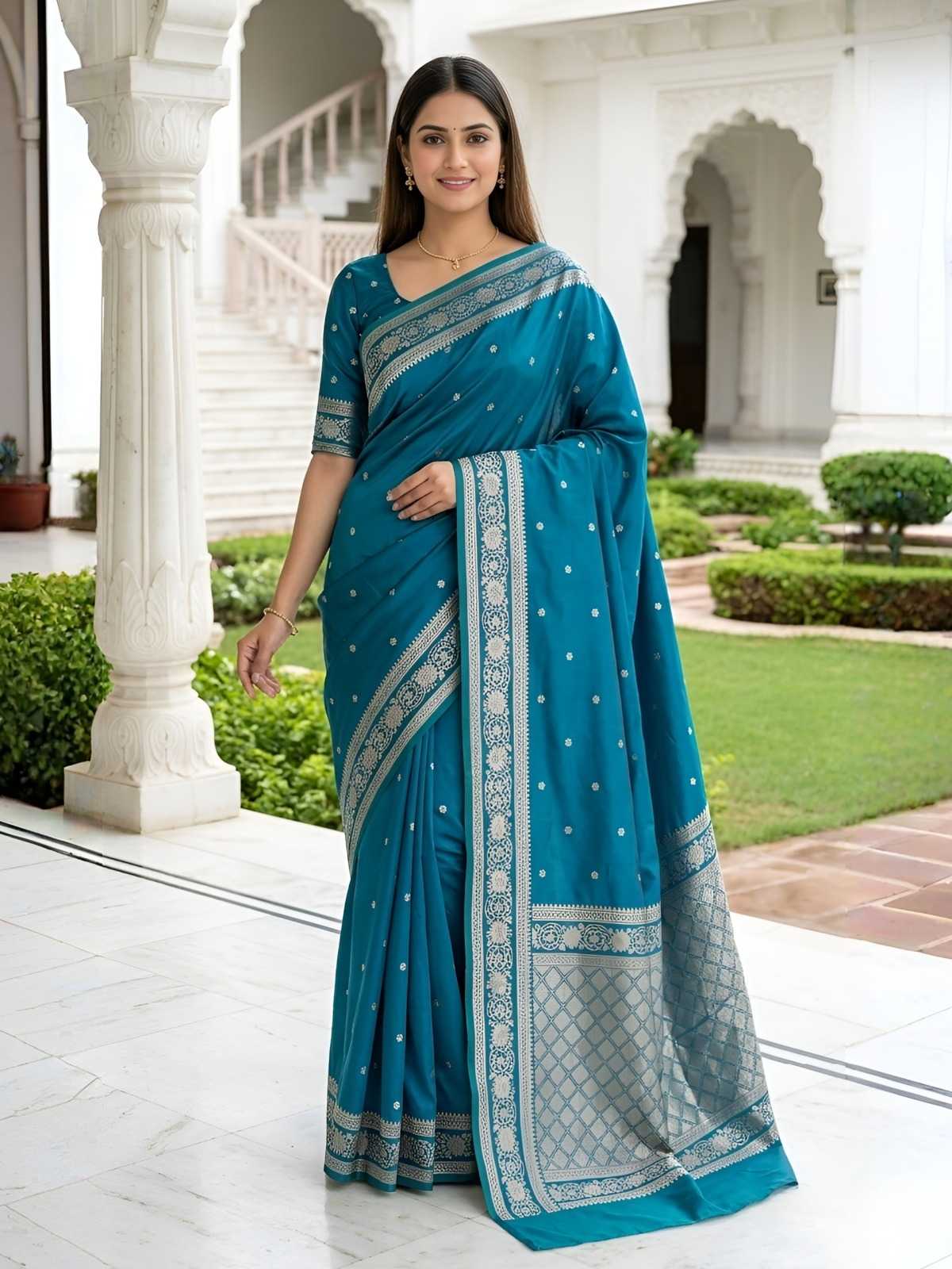 Banarasi Soft Silk Saree in Green