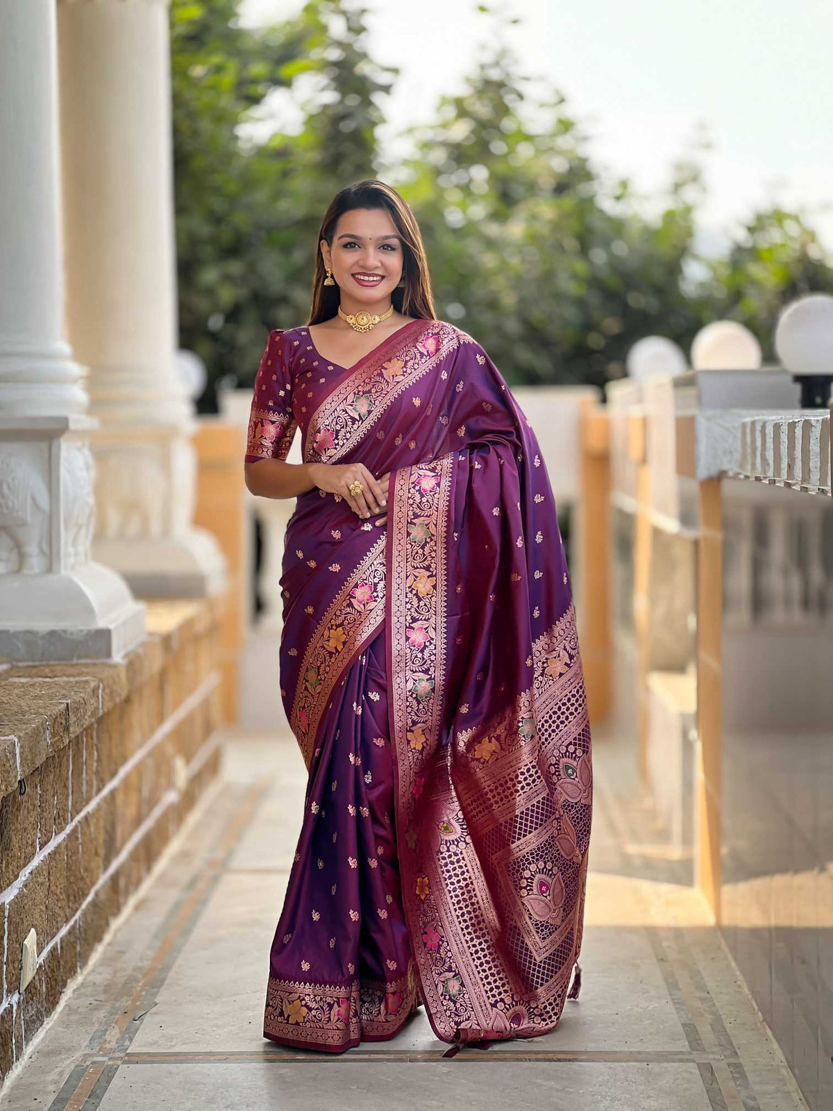 Amrita Banarasi Soft Silk Saree in Brink Pink