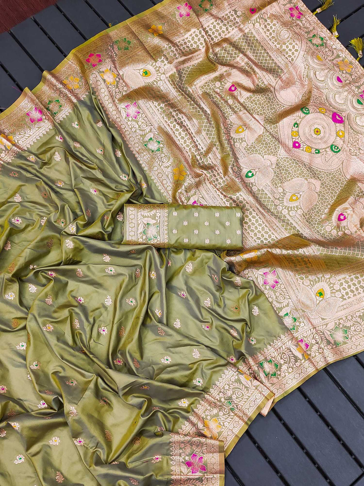 Amrita Banarasi Soft Silk Saree in Brink Pink