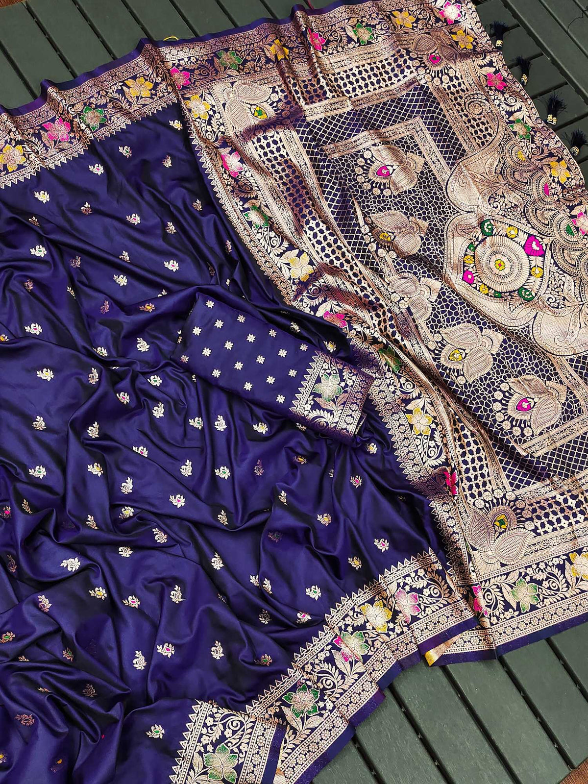 Amrita Banarasi Soft Silk Saree in Brink Pink