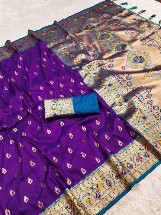 Ananya Paithani Silk Saree in Violet