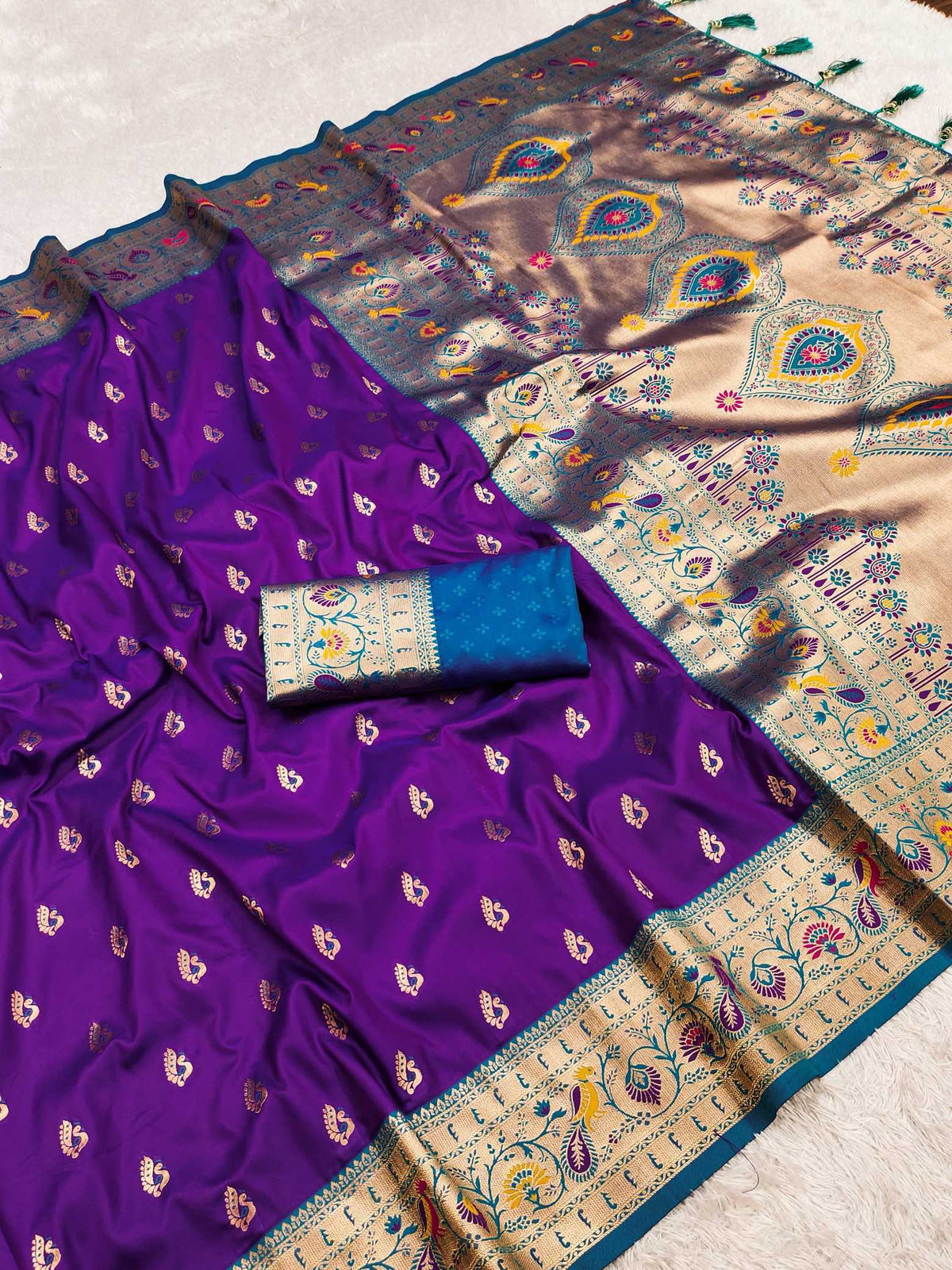 Ananya Paithani Silk Saree in Violet