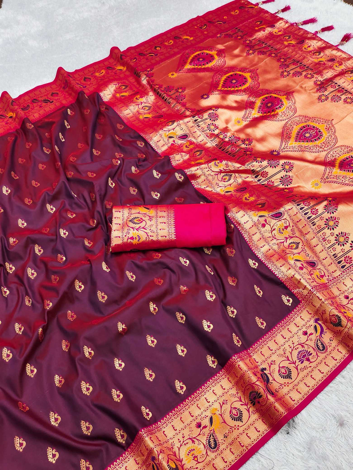 Ananya Paithani Silk Saree in Violet