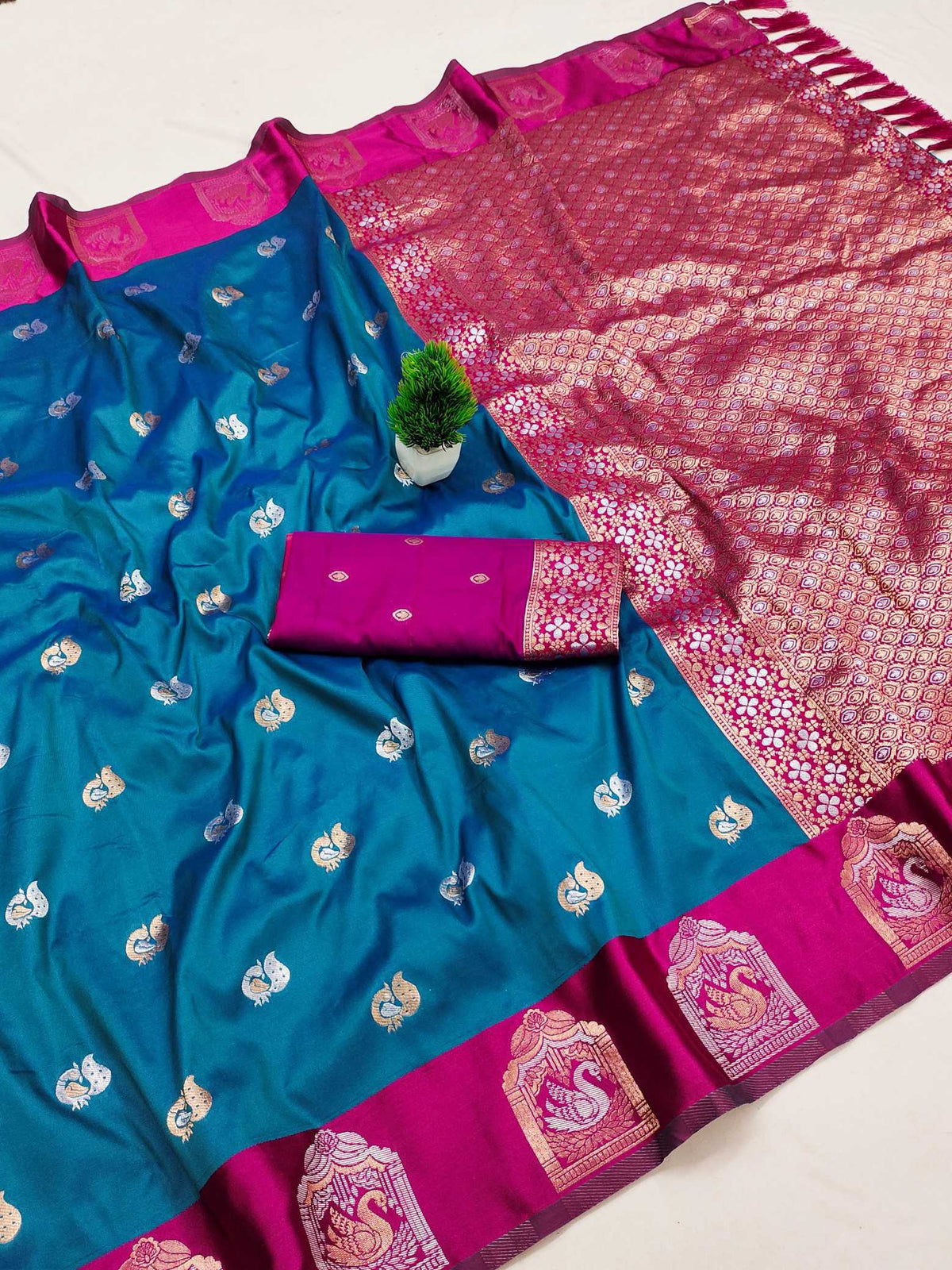Anaya Banarasi Soft Silk Saree in Yellow