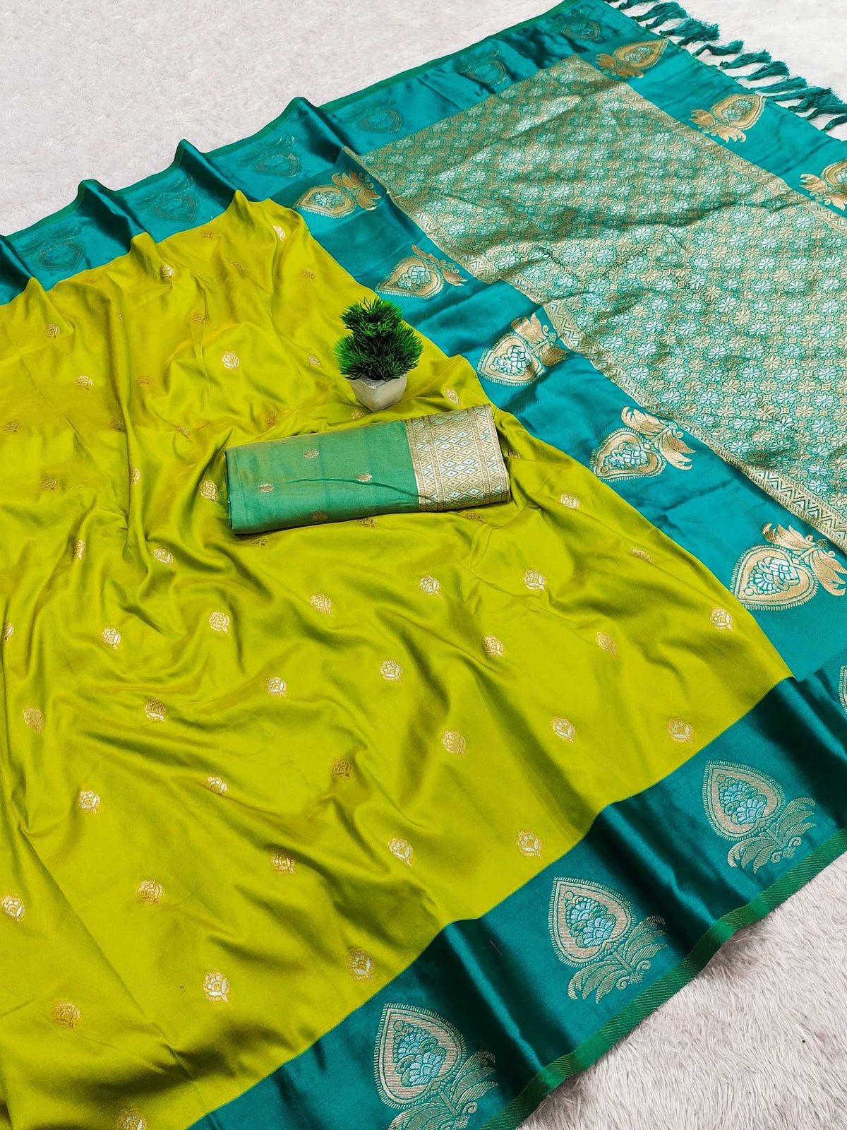 Anaya Banarasi Soft Silk Saree in Yellow