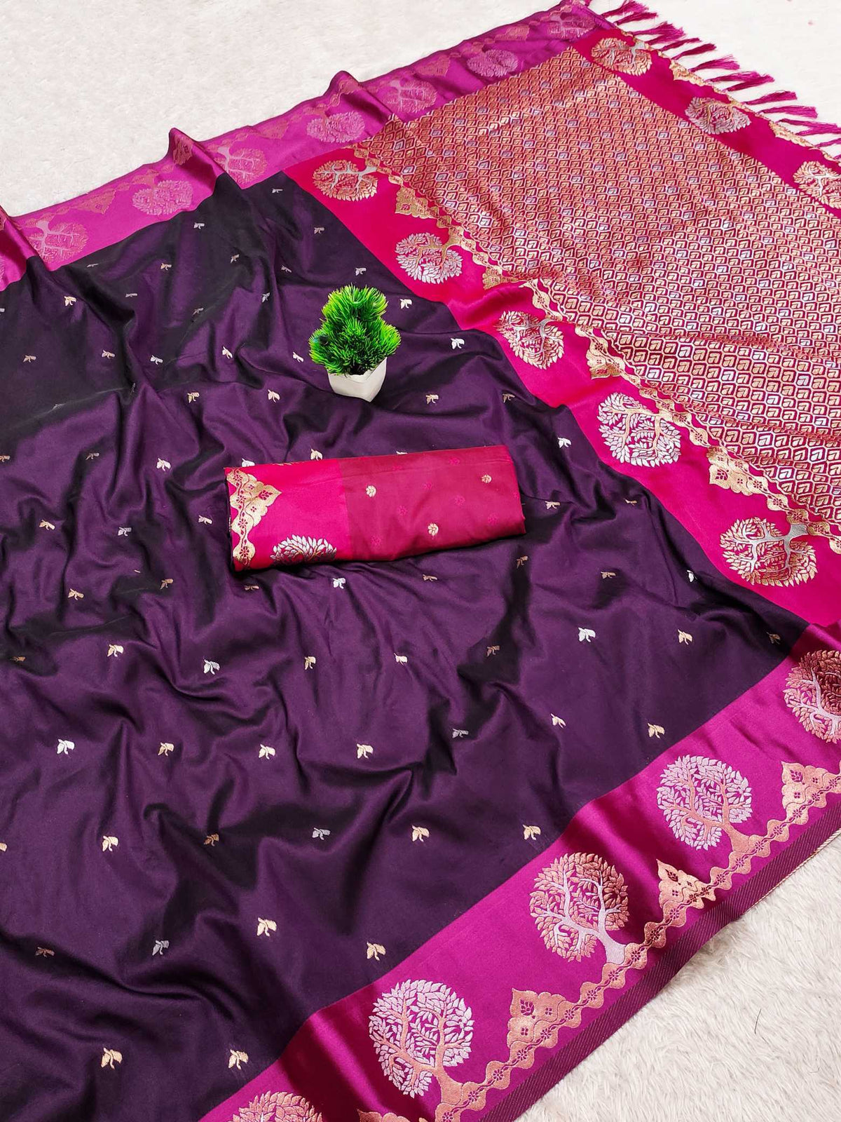Anaya Banarasi Soft Silk Saree in Yellow