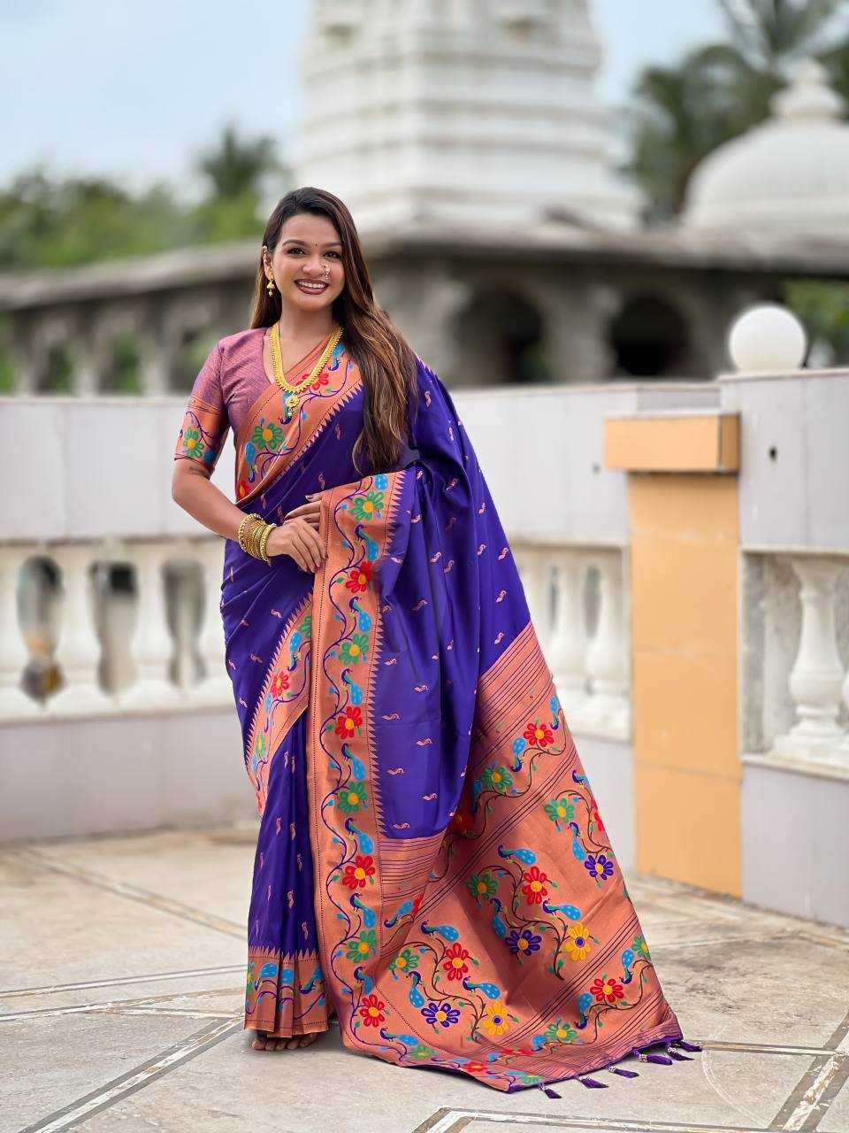 Anuradha Paithani Silk Saree in Rama
