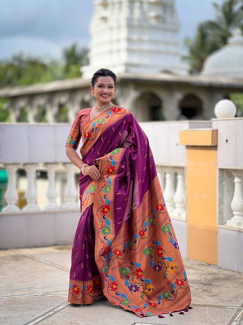 Anuradha Paithani Silk Saree in Rama