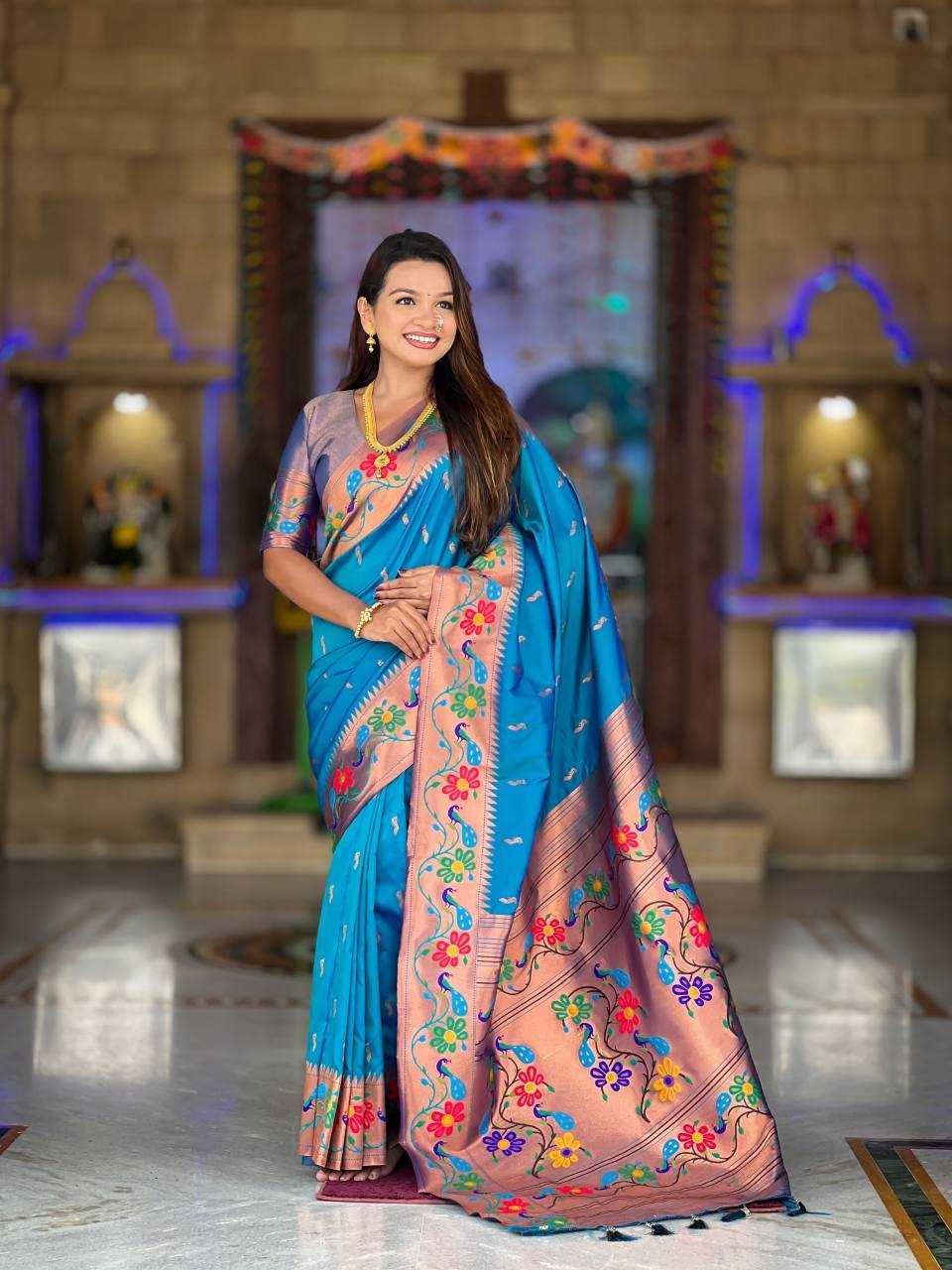 Anuradha Paithani Silk Saree in Rama