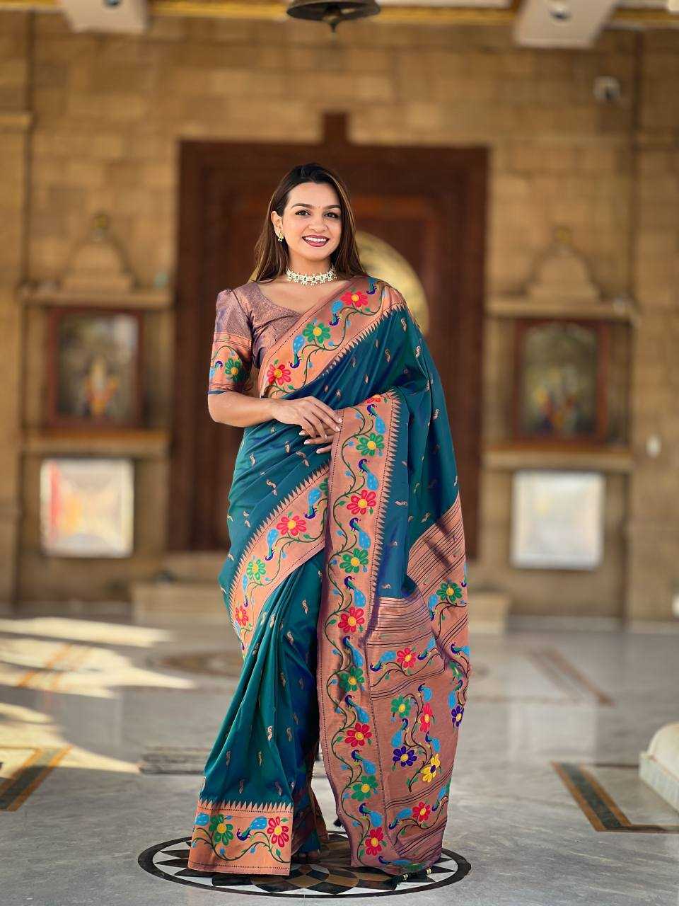 Anuradha Paithani Silk Saree in Rama