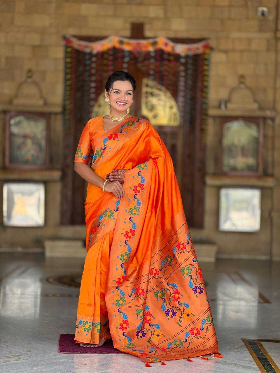 Anuradha Paithani Silk Saree in Rama