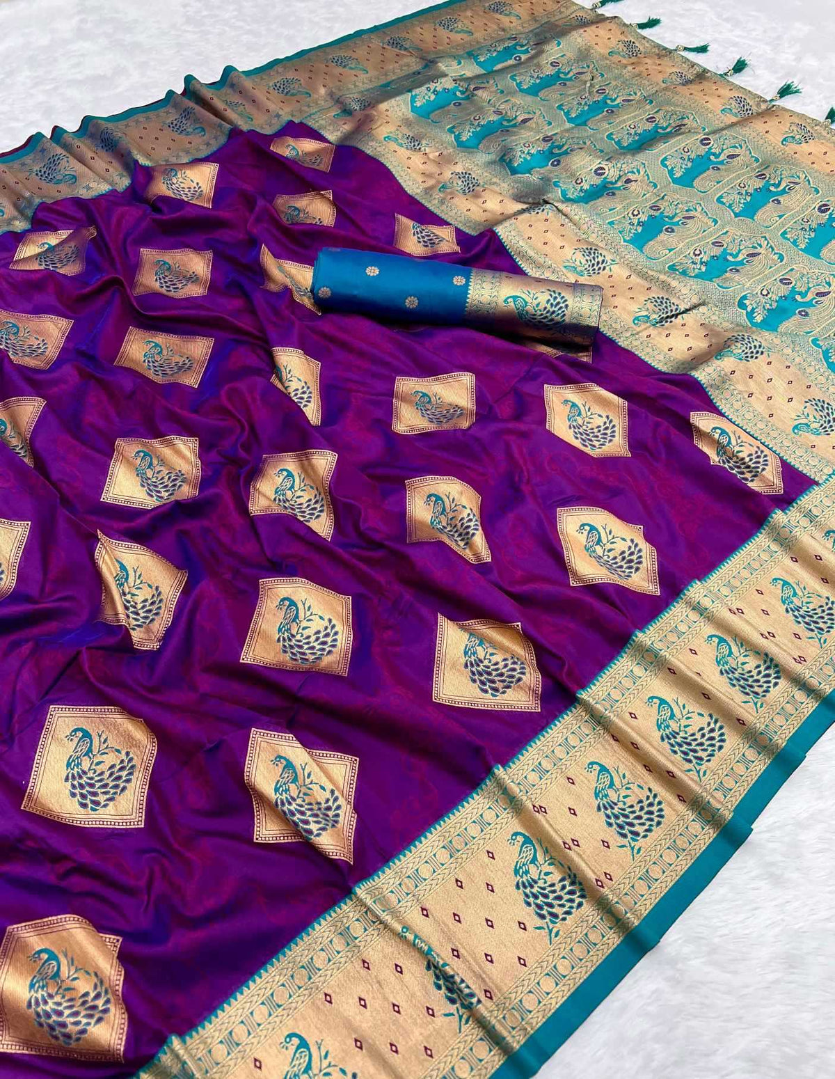 Apurva Soft Silk Saree in Peacock Blue