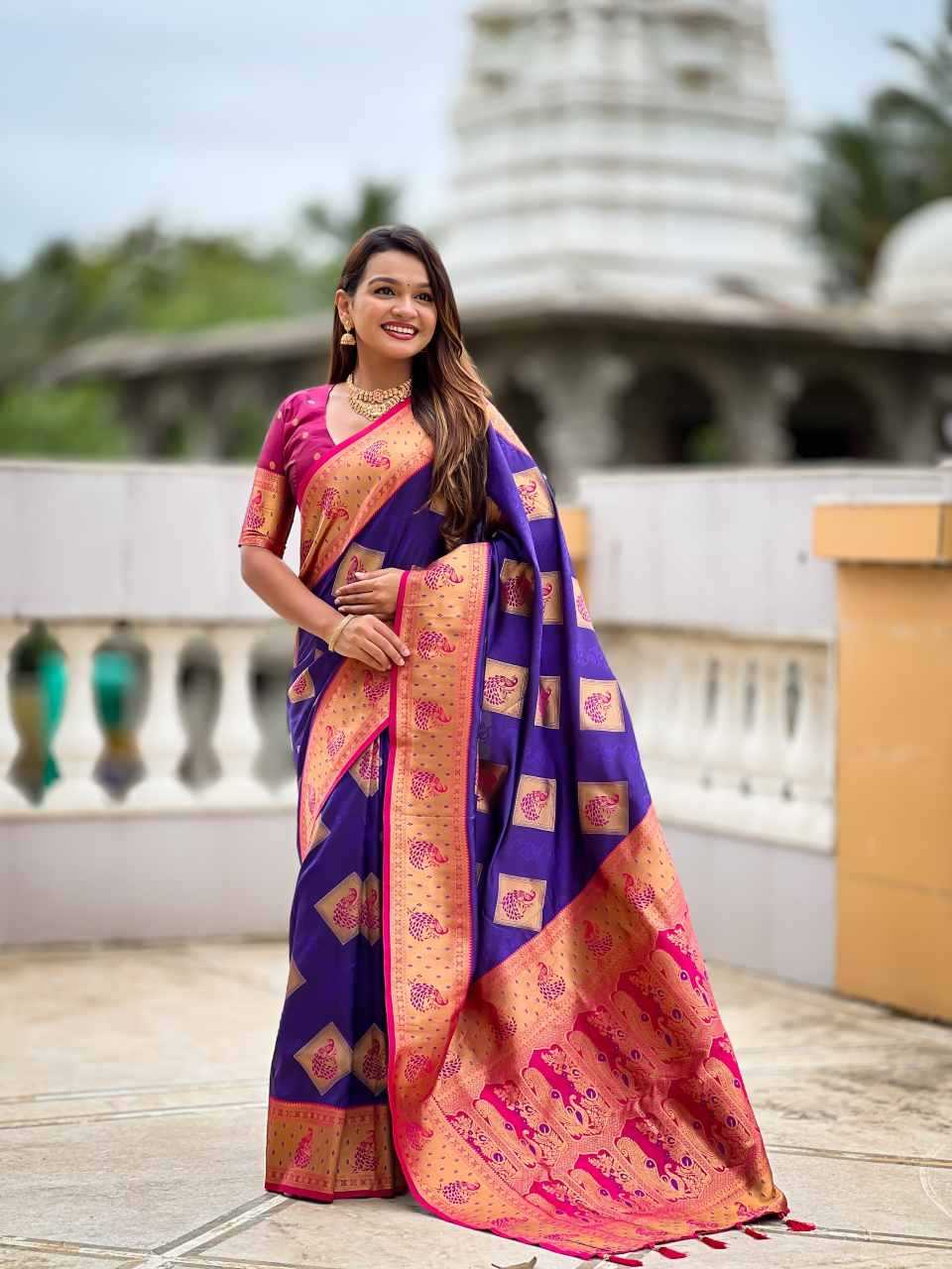 Apurva Soft Silk Saree in Peacock Blue