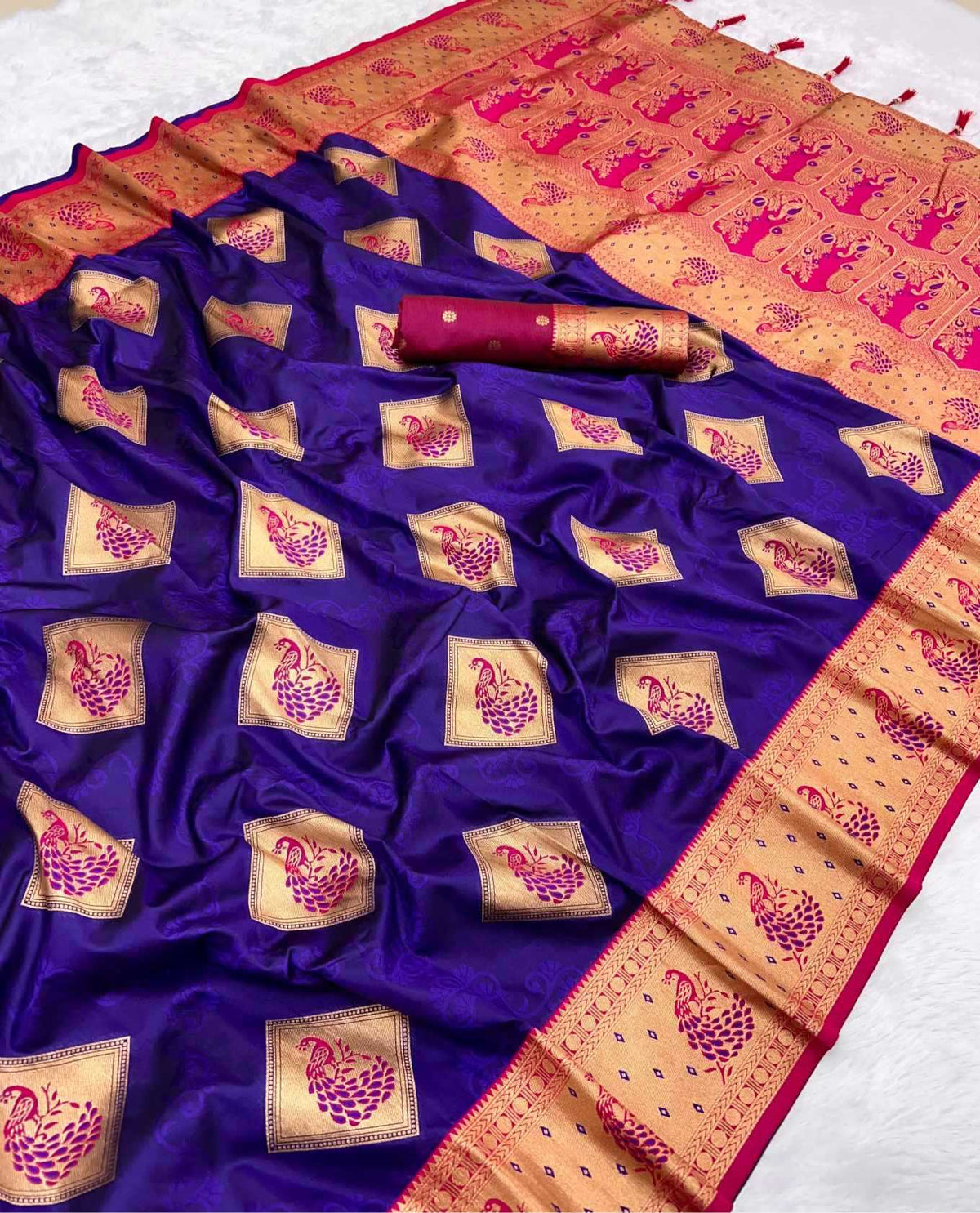 Apurva Soft Silk Saree in Peacock Blue