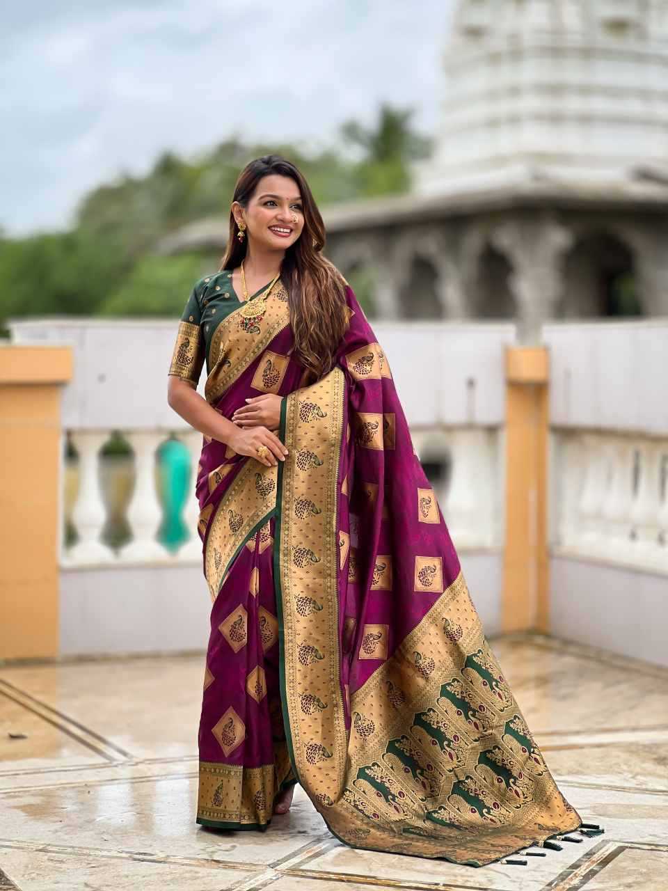 Apurva Soft Silk Saree in Peacock Blue