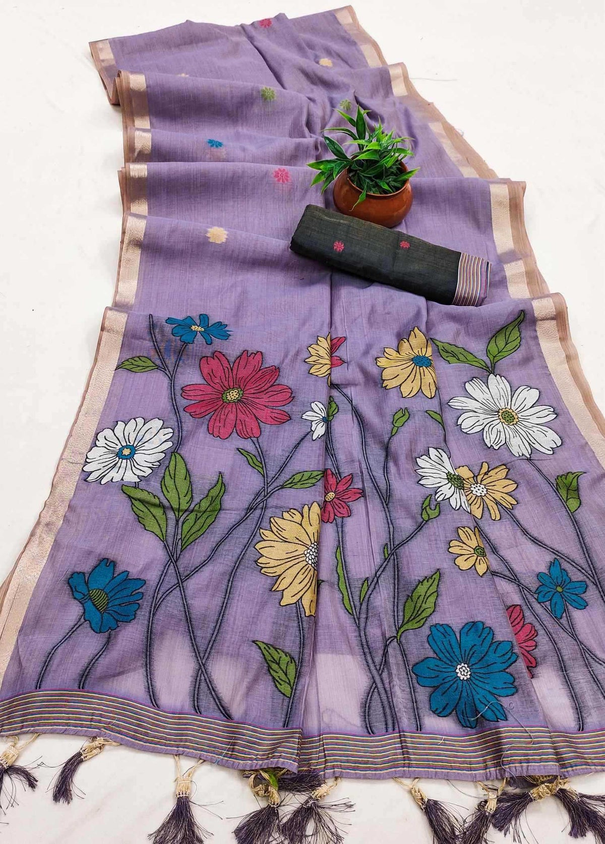 Arya Flower Cotton Designer Saree