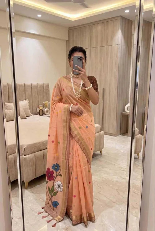 Arya Flower Cotton Designer Saree