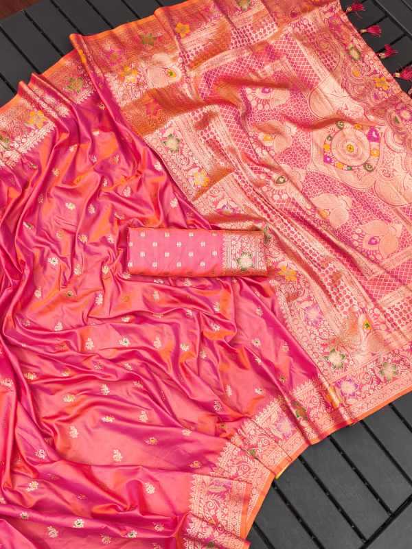 Banarasi Soft Silk Zari Border Saree in Purple