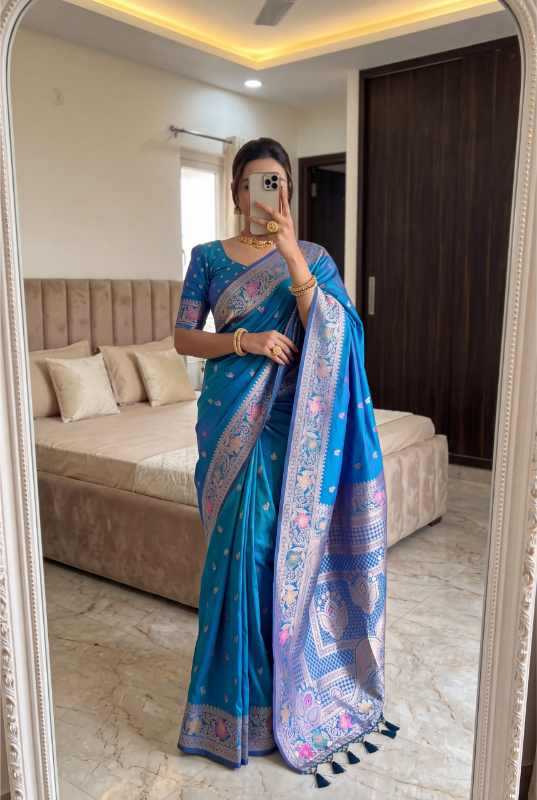 Banarasi Soft Silk Zari Border Saree in Purple