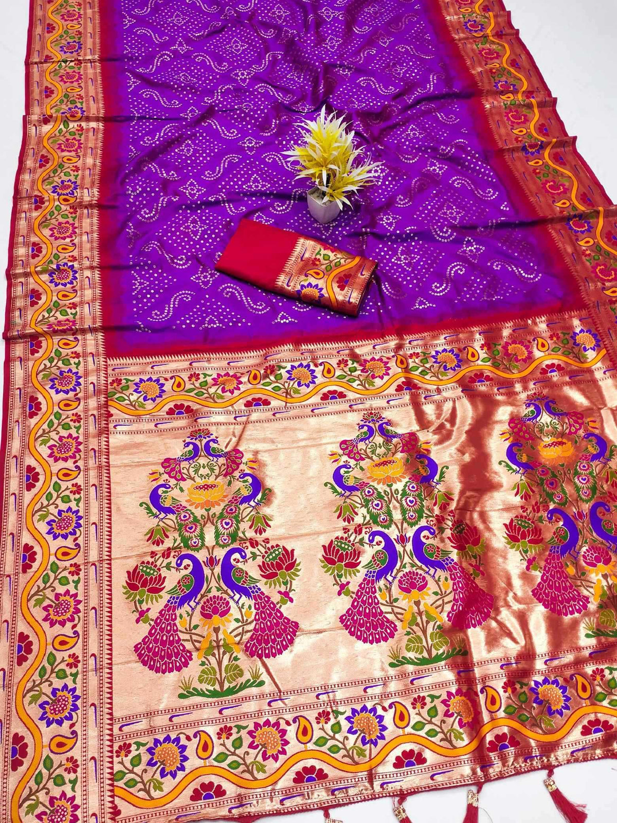 Bandhani Paithani Silk Saree