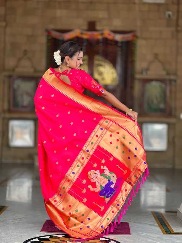 Ganpati Paithani Soft Silk Party Wear Saree