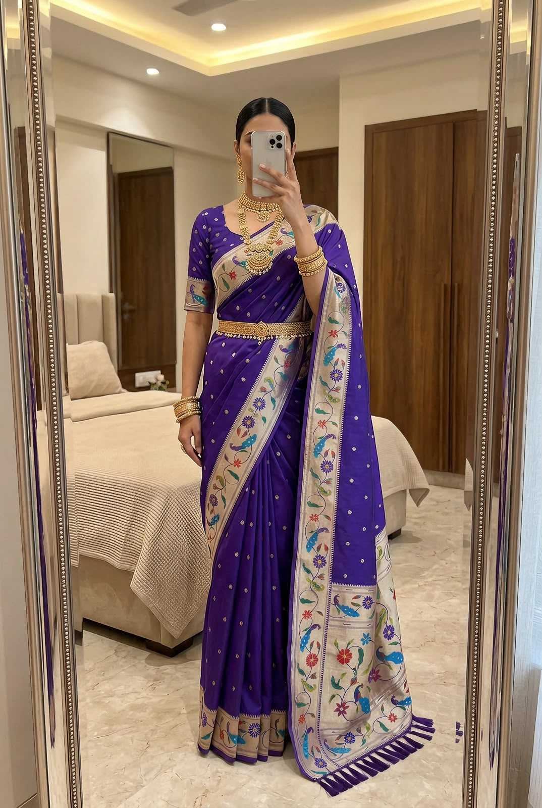 Lotus Paithani Silk Saree