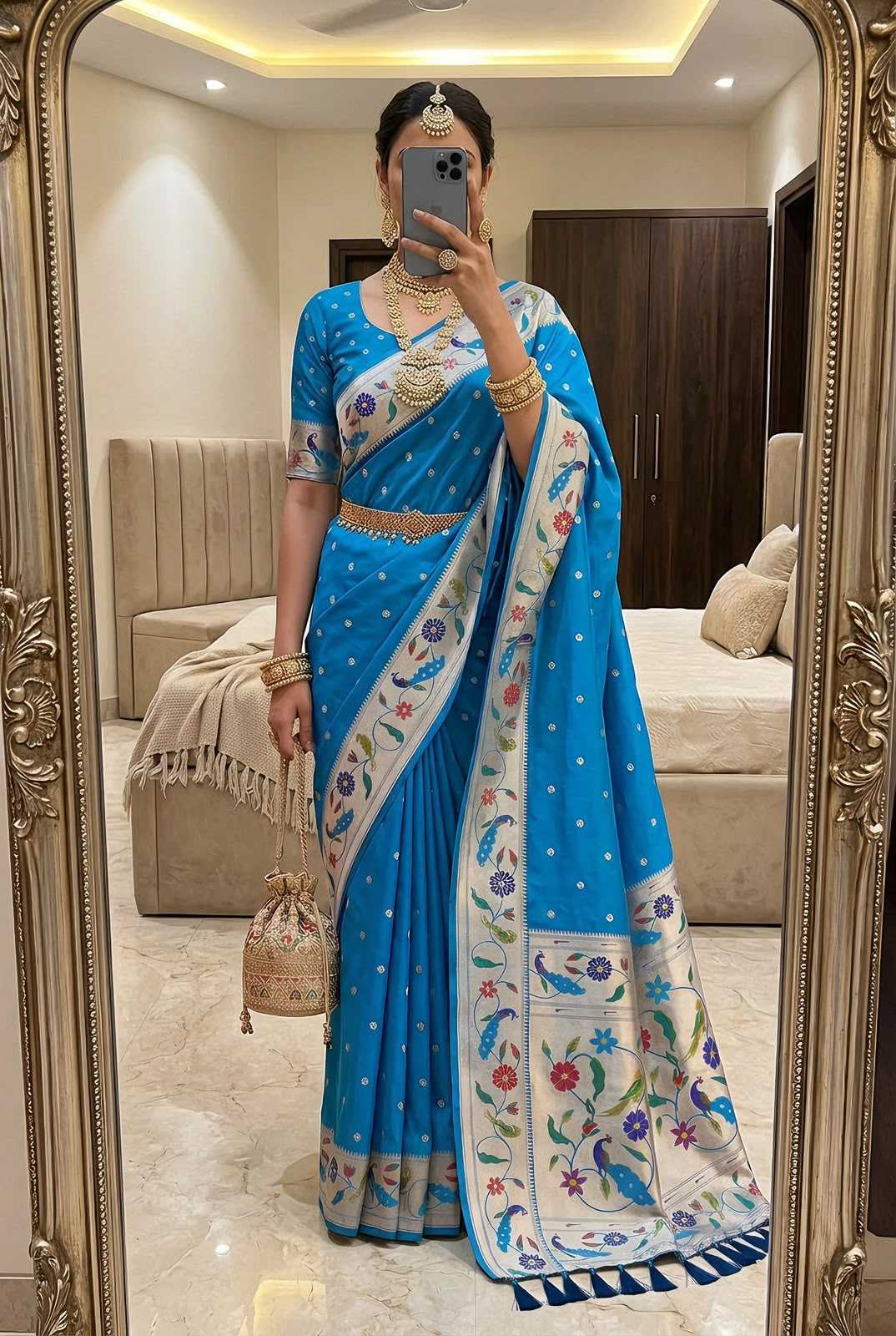 Lotus Paithani Silk Saree