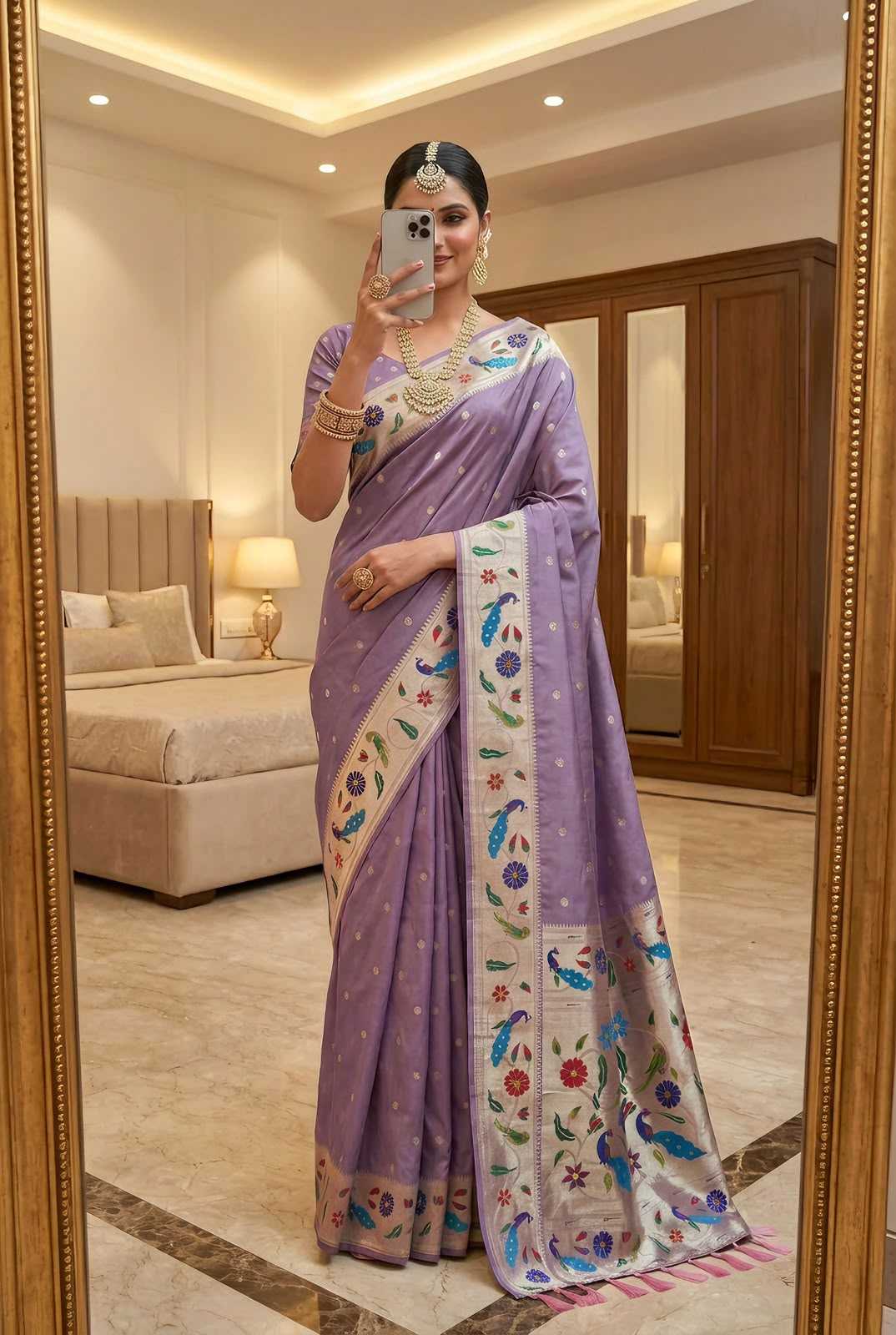 Lotus Paithani Silk Saree