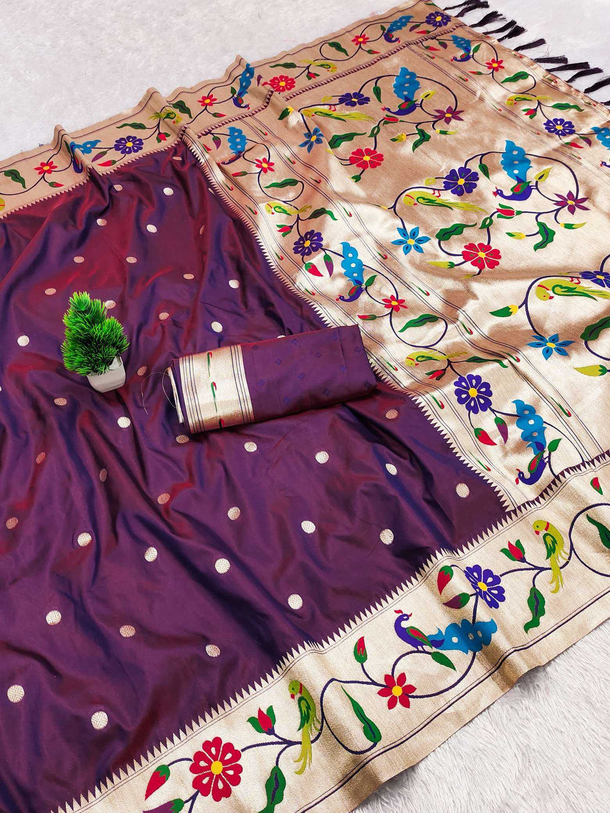 Lotus Paithani Silk Saree