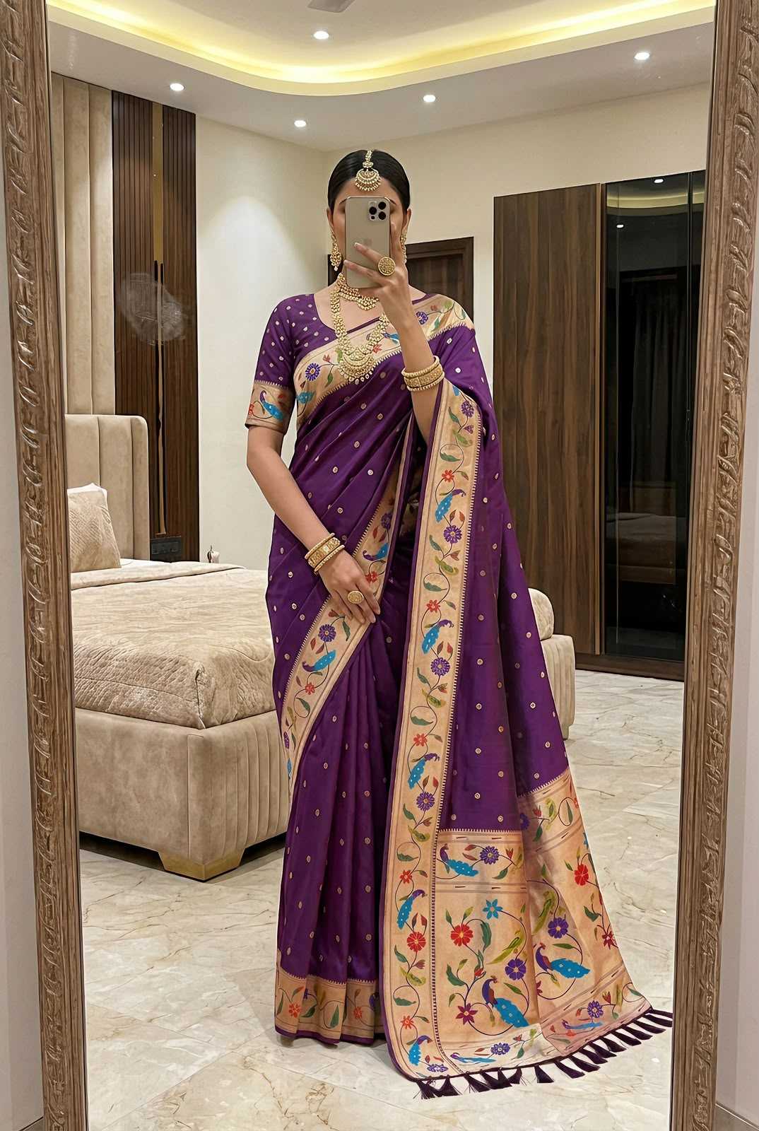 Lotus Paithani Silk Saree