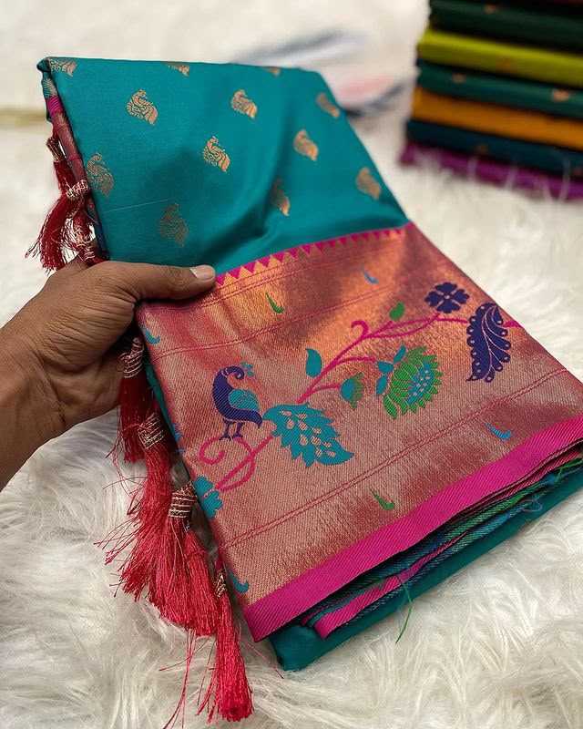 Marigold Paithani Silk Saree