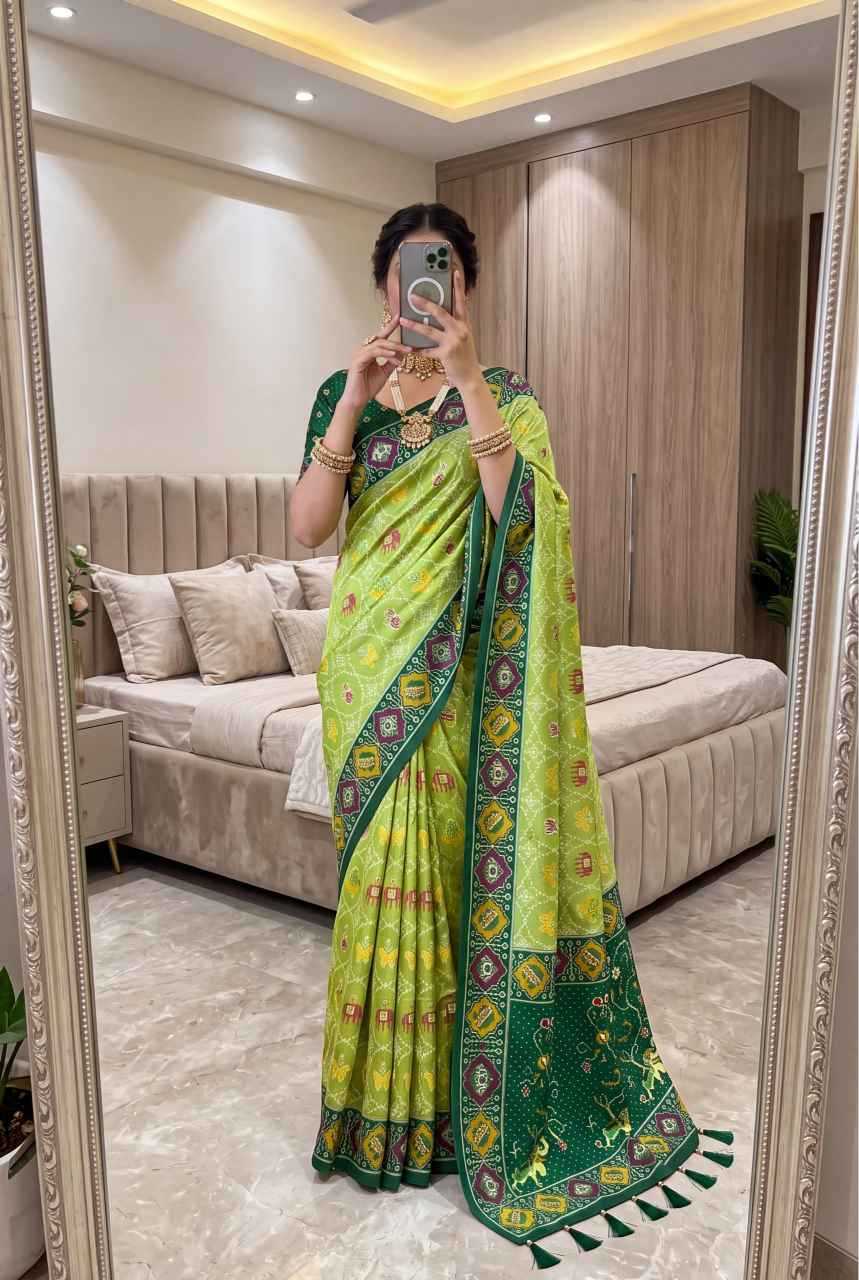 Patola Premium Silk Soft Saree in Yellow