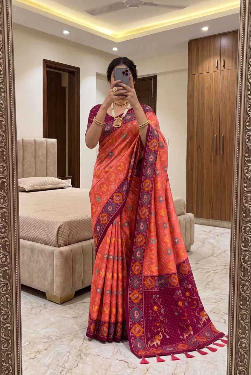 Patola Premium Silk Soft Saree in Yellow