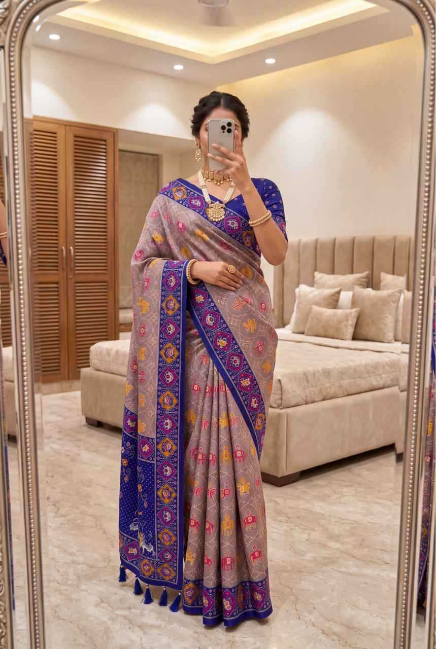 Patola Premium Silk Soft Saree in Yellow