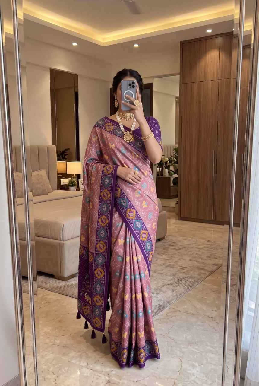 Patola Premium Silk Soft Saree in Yellow
