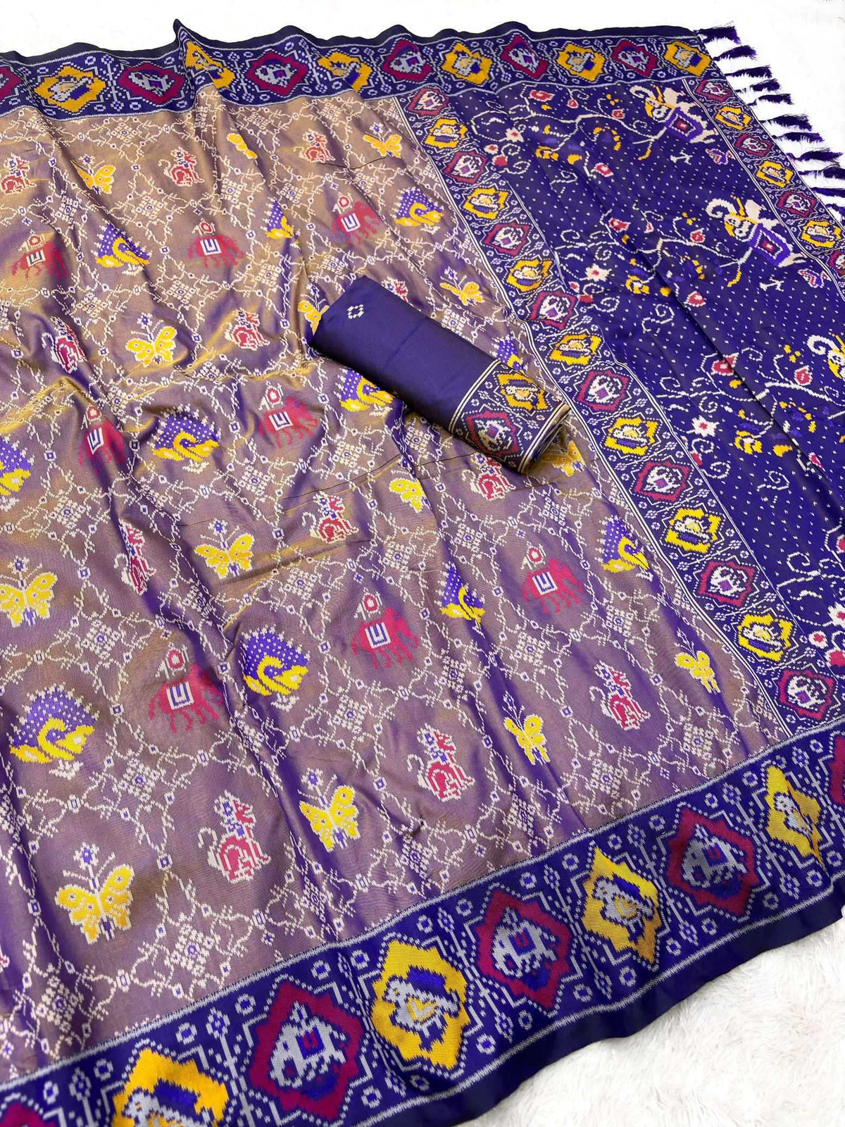Patola Premium Silk Soft Saree in Yellow