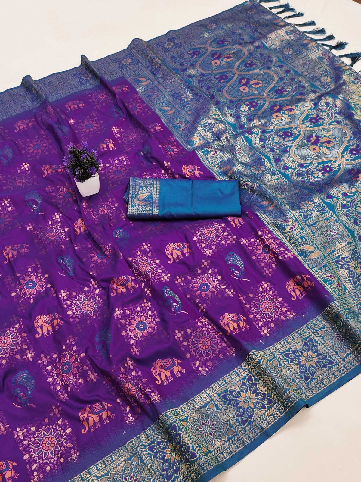 Patola Soft Silk Saree in Wine