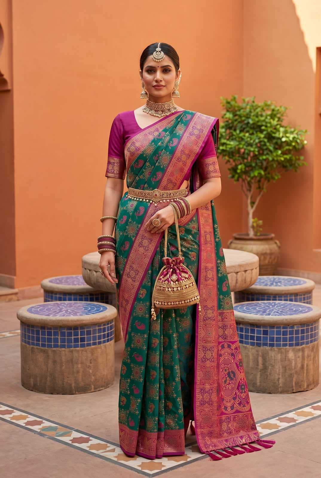 Patola Soft Silk Saree in Wine
