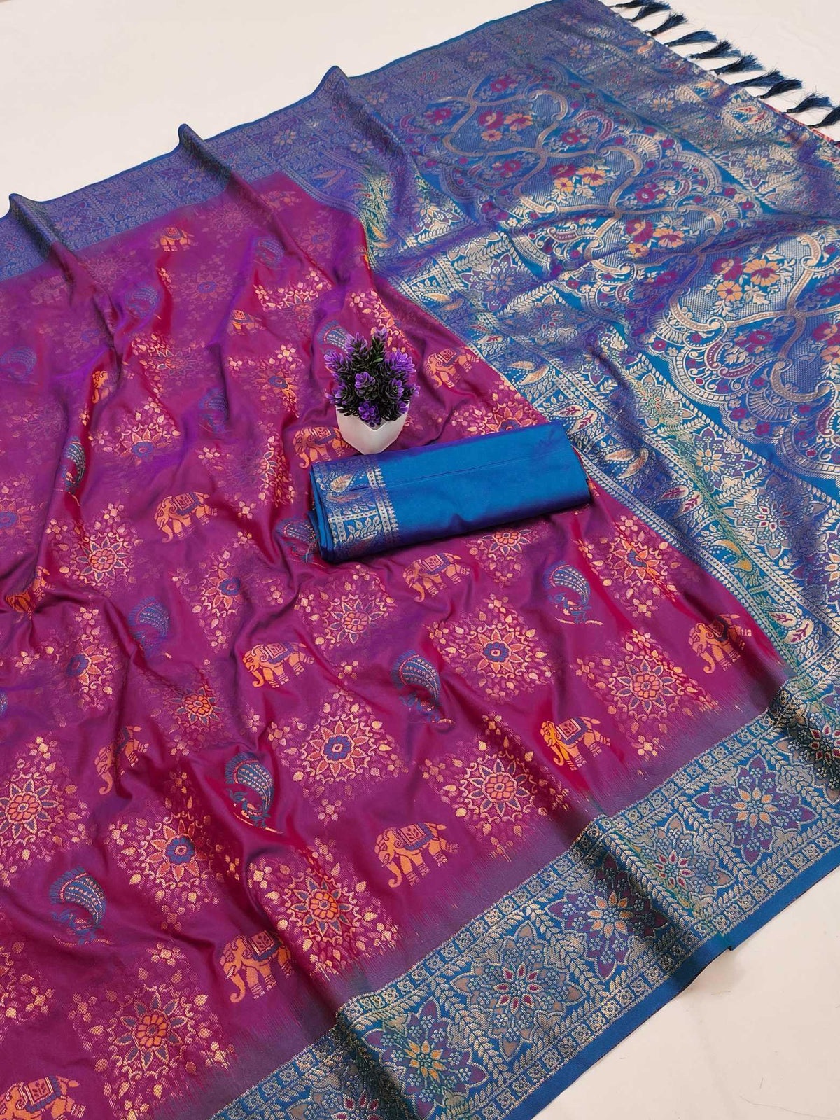 Patola Soft Silk Saree in Wine