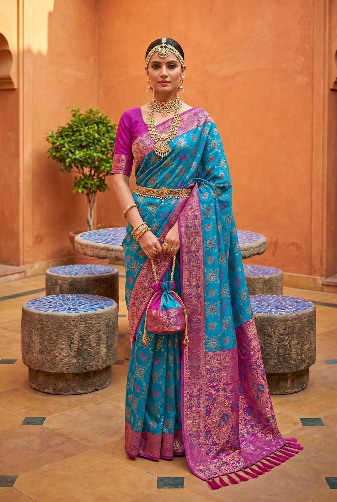 Patola Soft Silk Saree in Wine