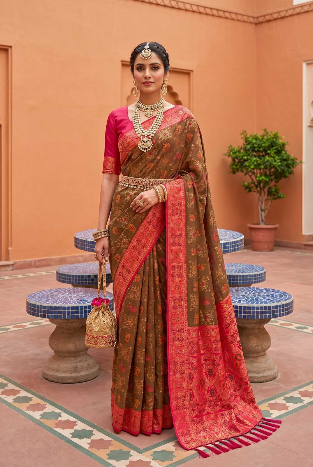 Patola Soft Silk Saree in Wine