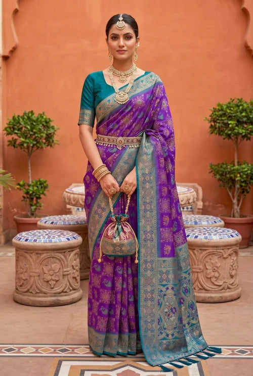 Patola Soft Silk Saree in Wine