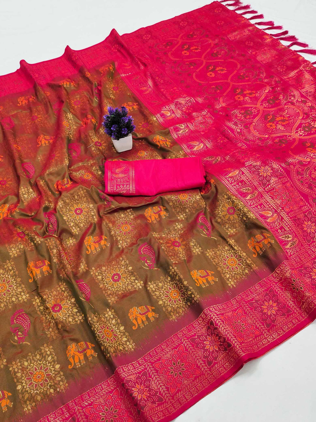 Patola Soft Silk Saree in Wine