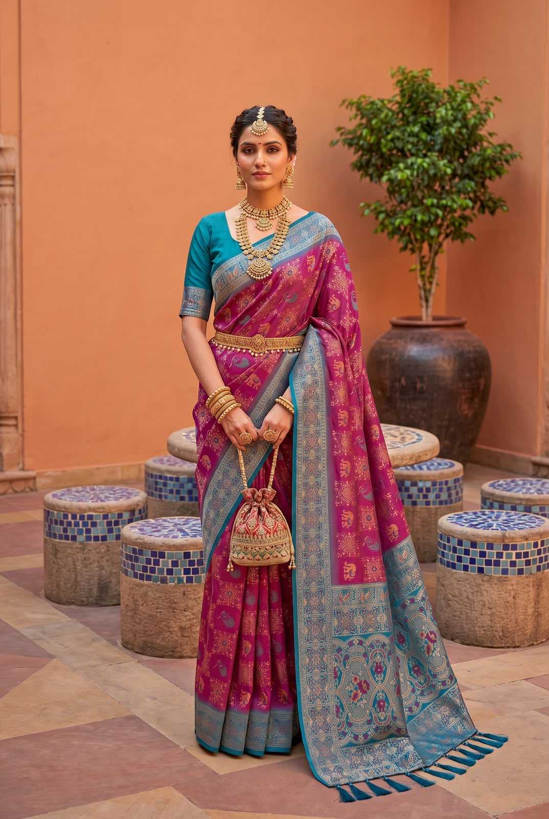 Patola Soft Silk Saree in Wine