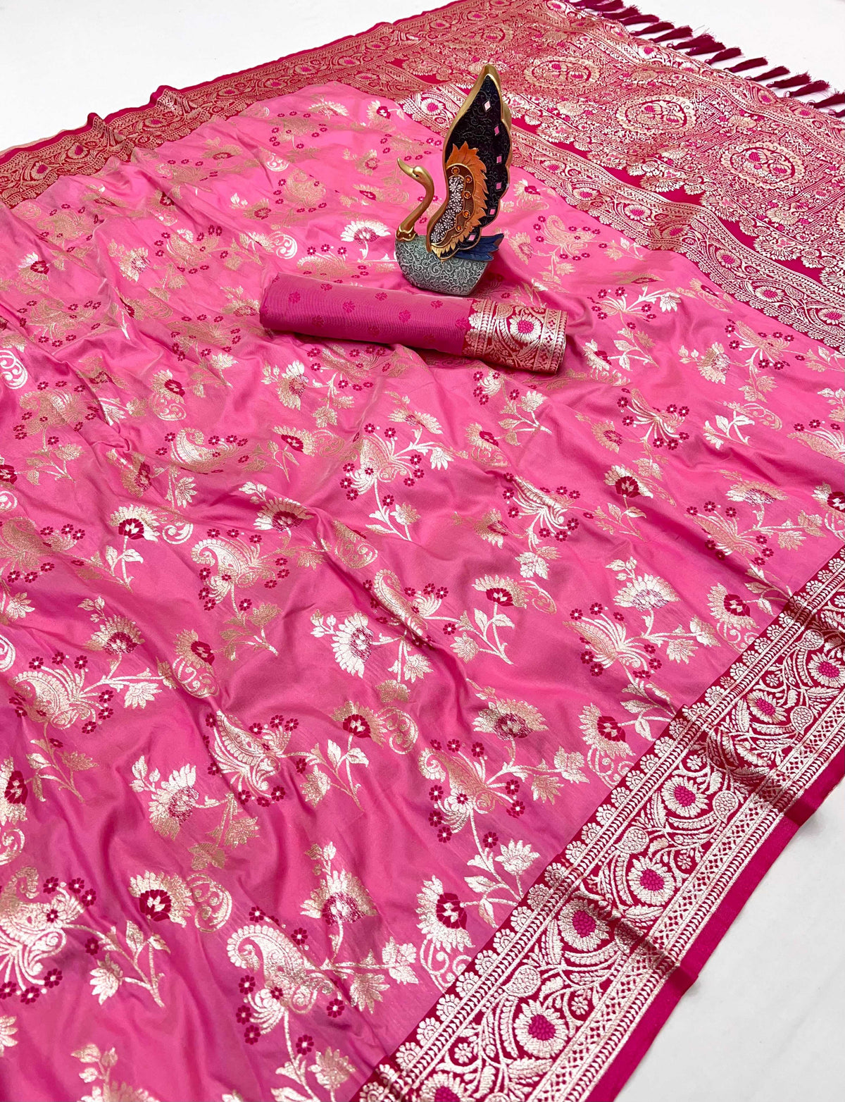 Radhika Banarasi Soft Silk Zari Border Saree