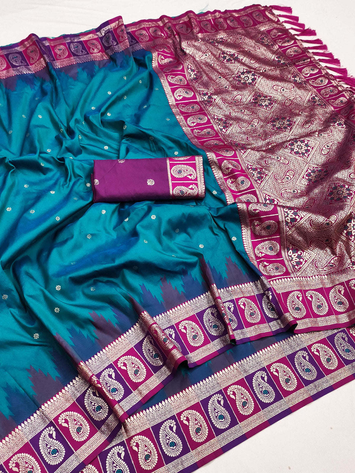 Rich Banarasi Soft Silk Zari Border Saree