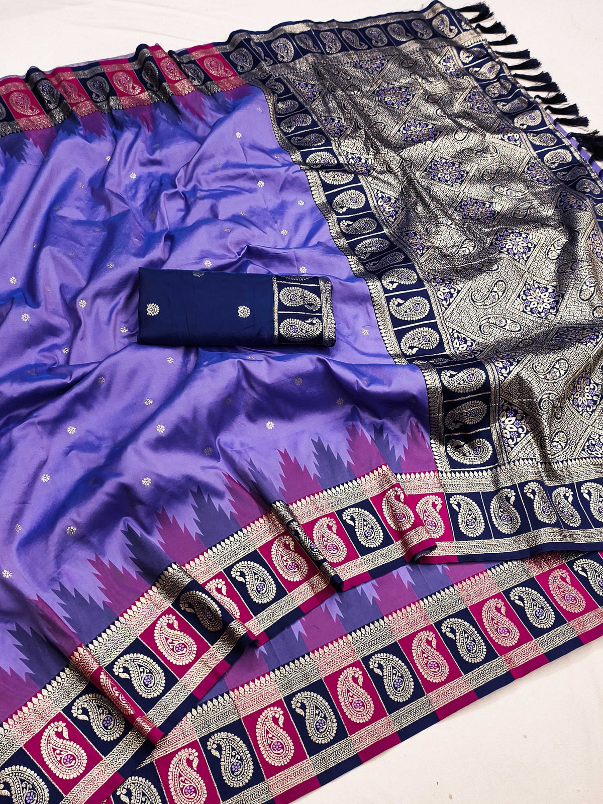 Rich Banarasi Soft Silk Zari Border Saree